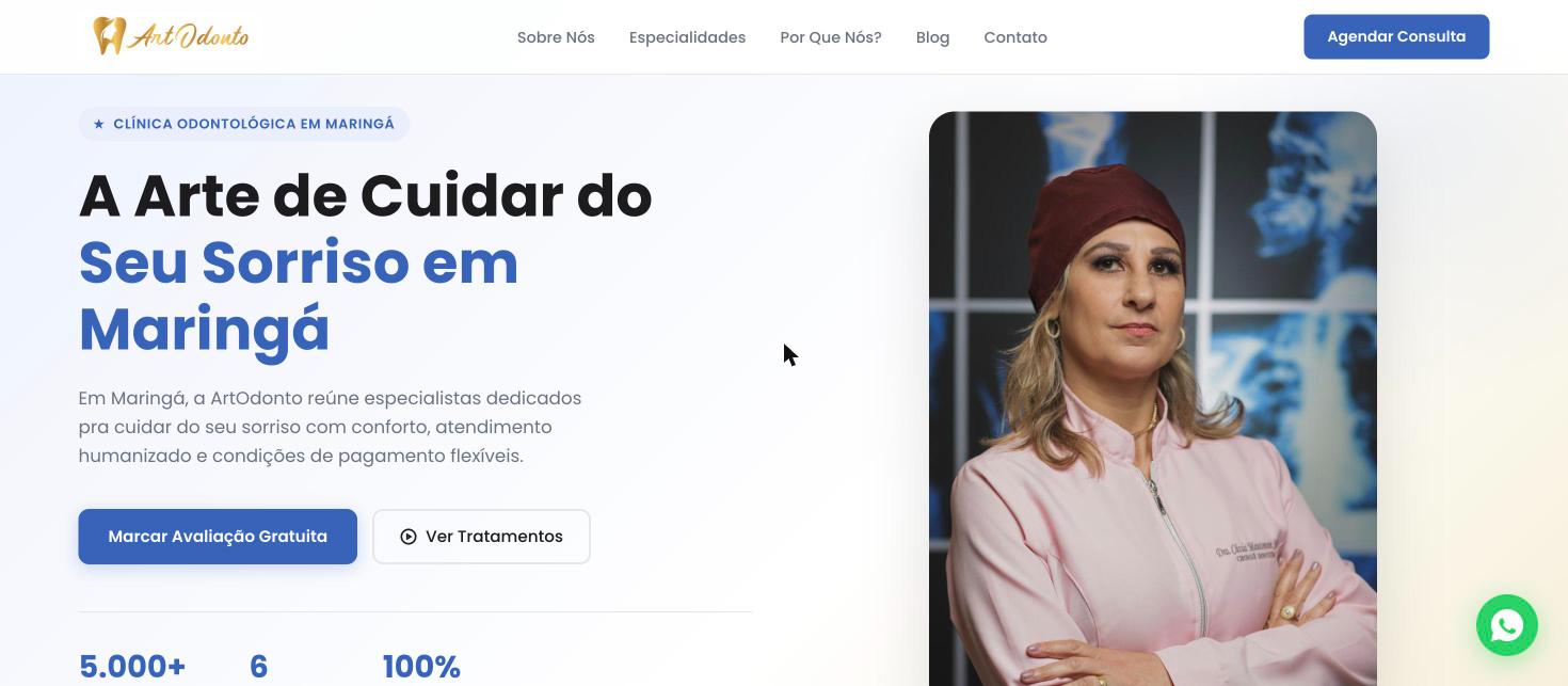 Site desenvolvido para ArtOdonto