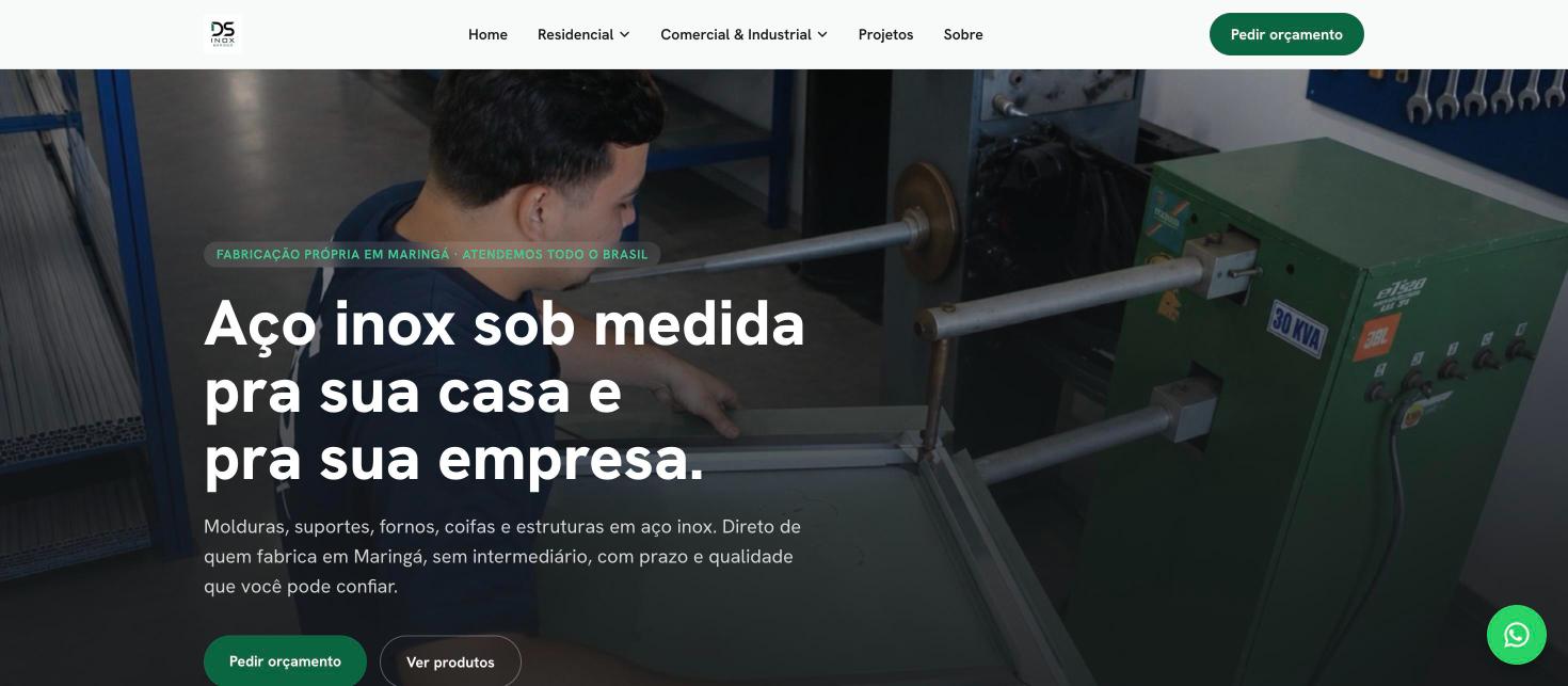 Site desenvolvido para DS Inox